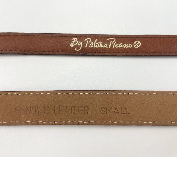 Pair Womens (S)(26) Vintage Leather Skinny Belts PALOMA PICASSO ASTOR Italy Lot - Picture 8 of 10